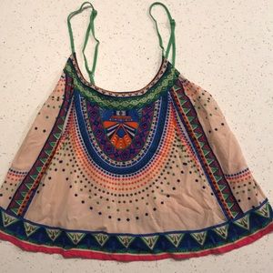 Tribal print tank top with adjustable straps